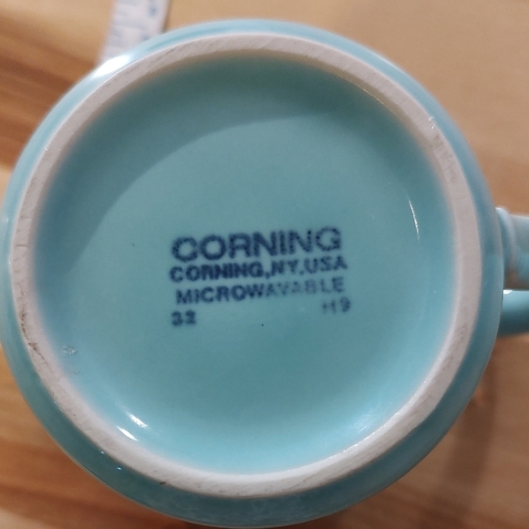 Vintage MCM Corning Aqua Ceramic Mugs Set of Two - Picture 6 of 6